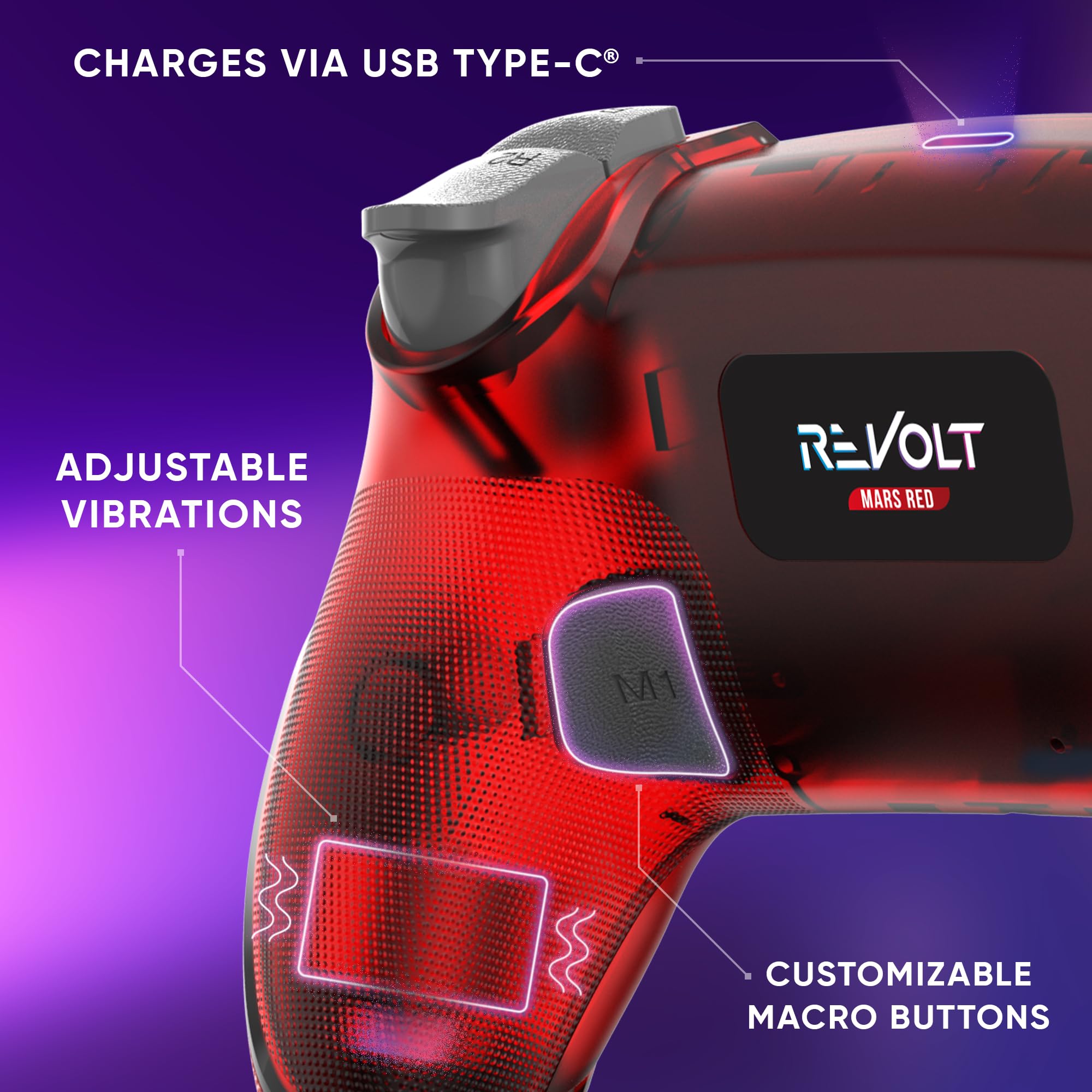 Oniverse Revolt Mars Red controller wireless PS4 Hall Effect