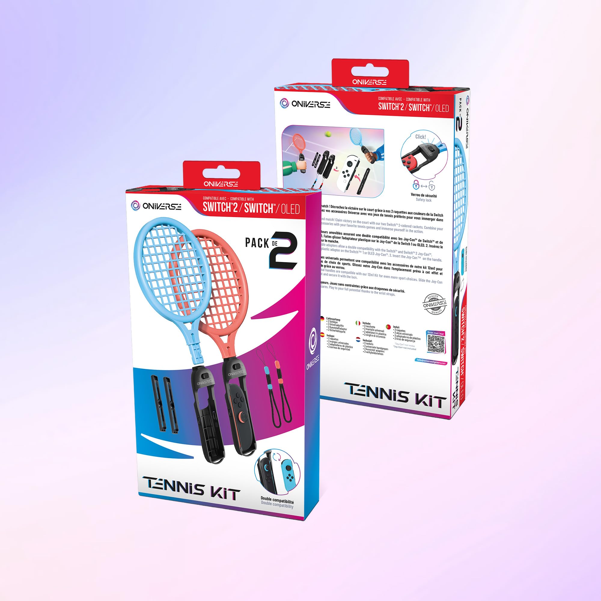 Oniverse Accessories racchette tennis Switch 2 pack 2 arancione blu