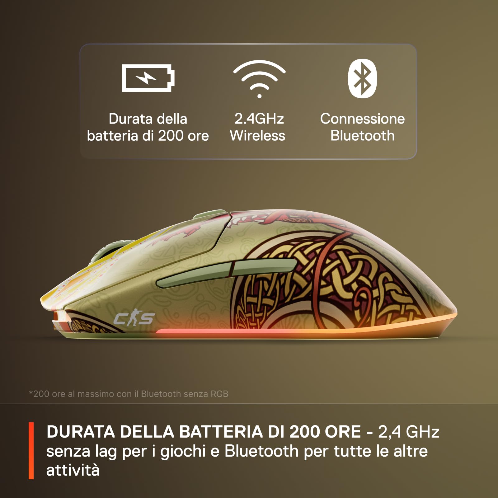 SteelSeries CS2 Dragon Lore mouse wireless 18K DPI 200h