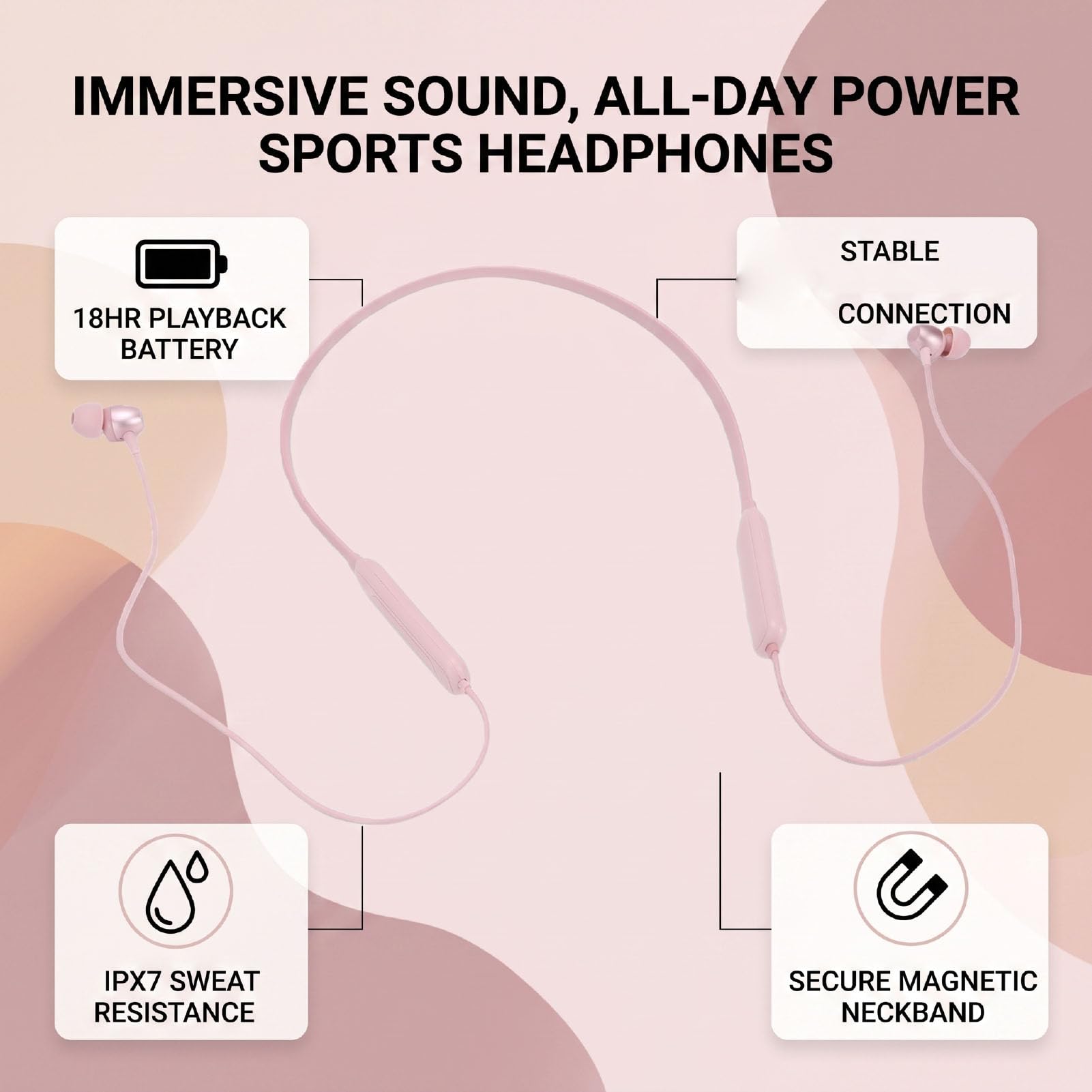 GOWENIC cuffie neckband wireless rosa magnetiche sport