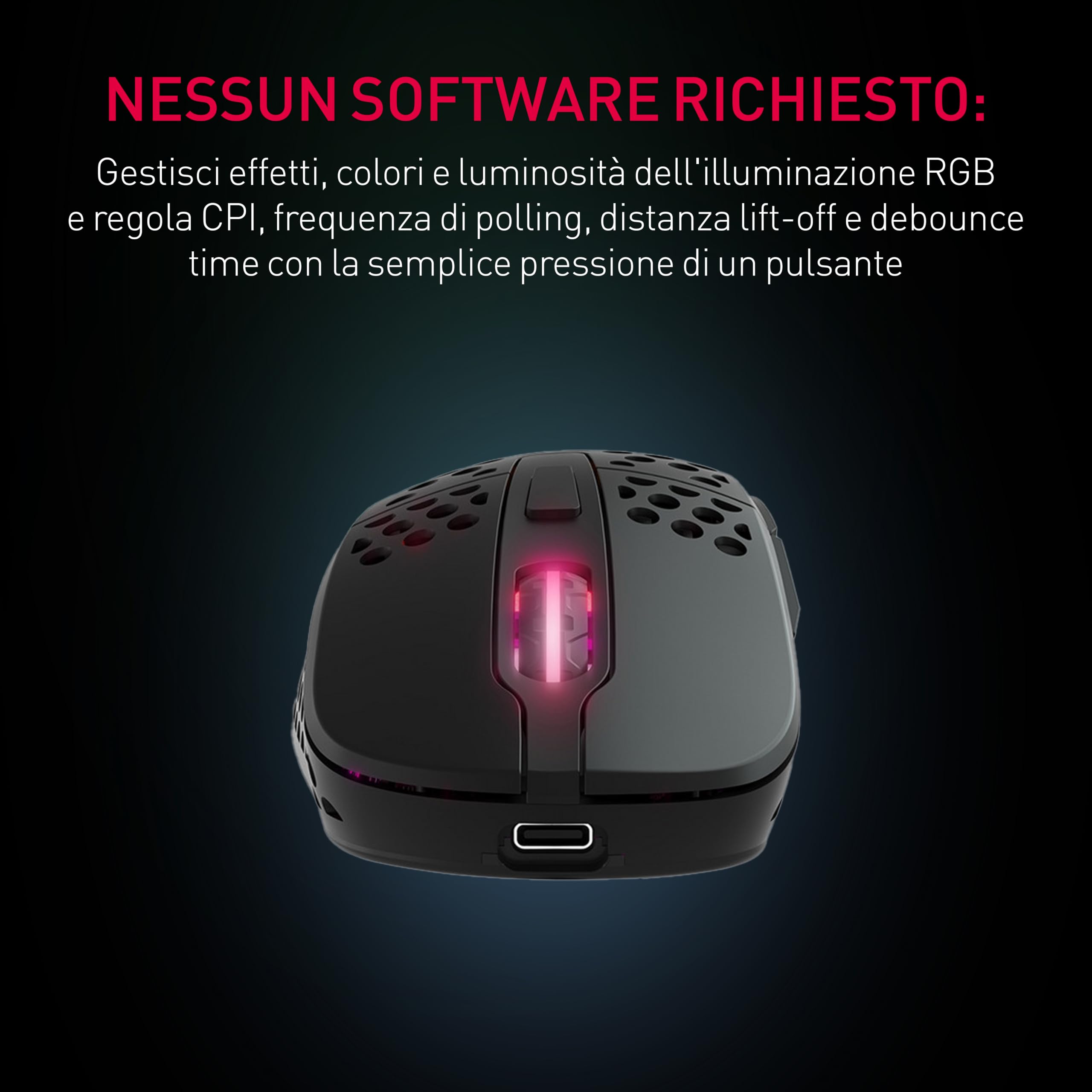 Xtrfy M4 Wireless Mouse Gaming Nero Ultraleggero RGB 2.4GHz