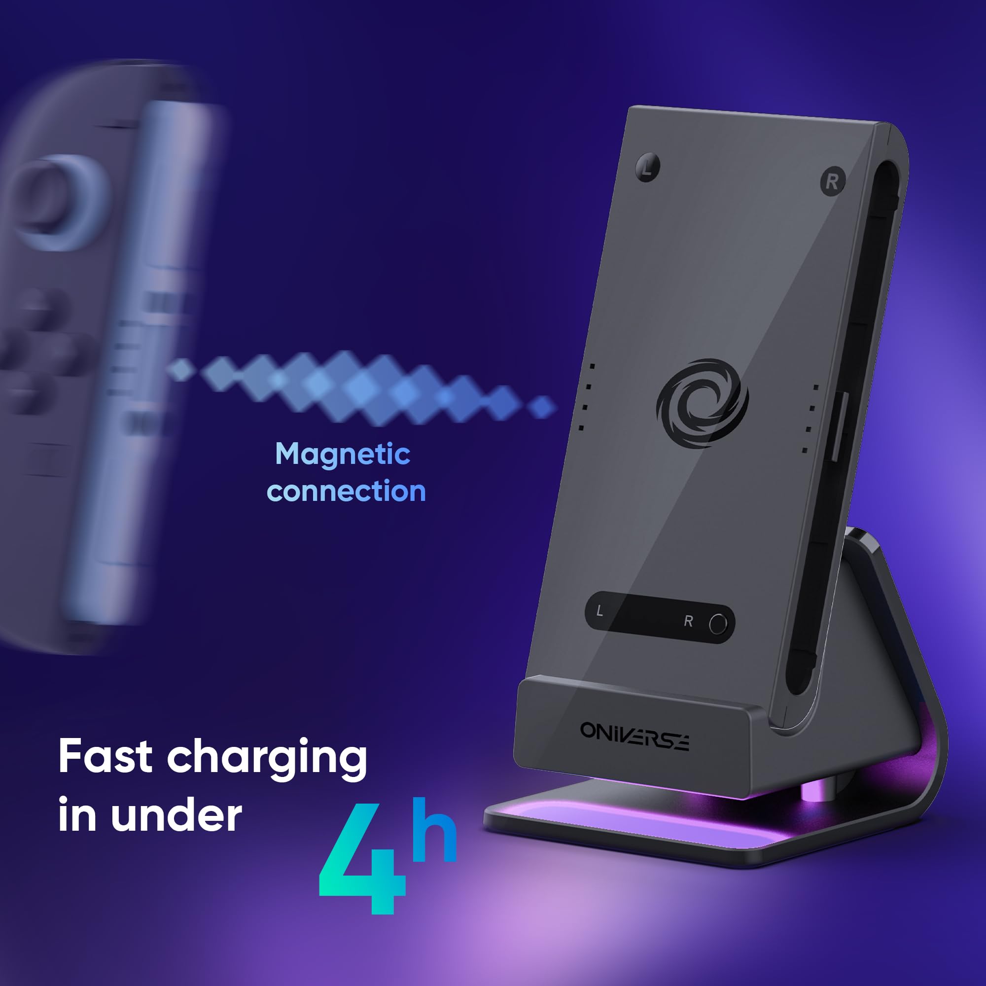 Oniverse Fusion Dock stazione ricarica Switch 2 2 Joy-Con LED