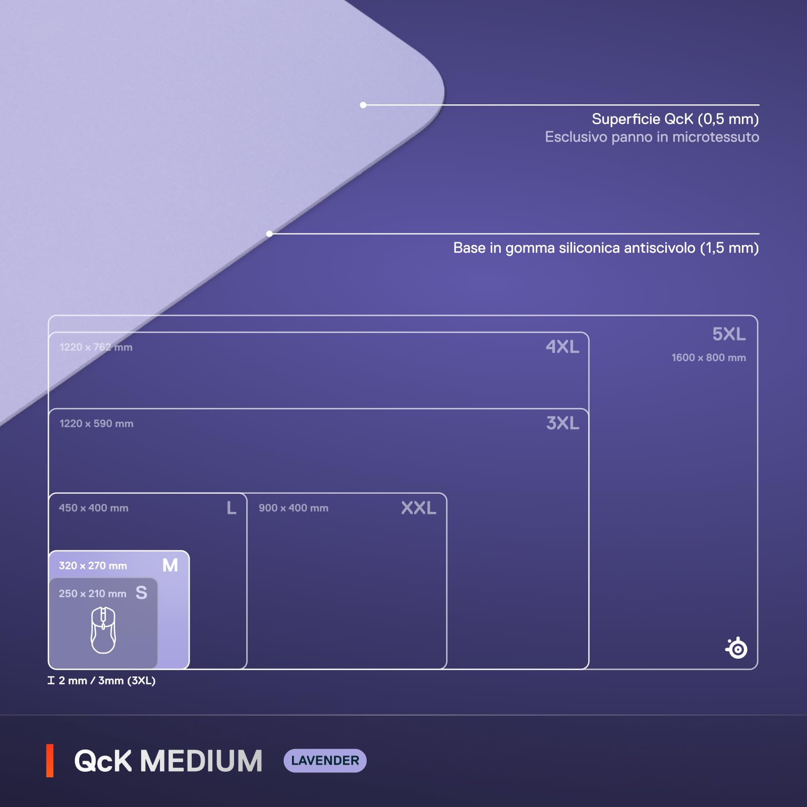 SteelSeries QcK Medium Tappetino gaming lavender 320x270 mm