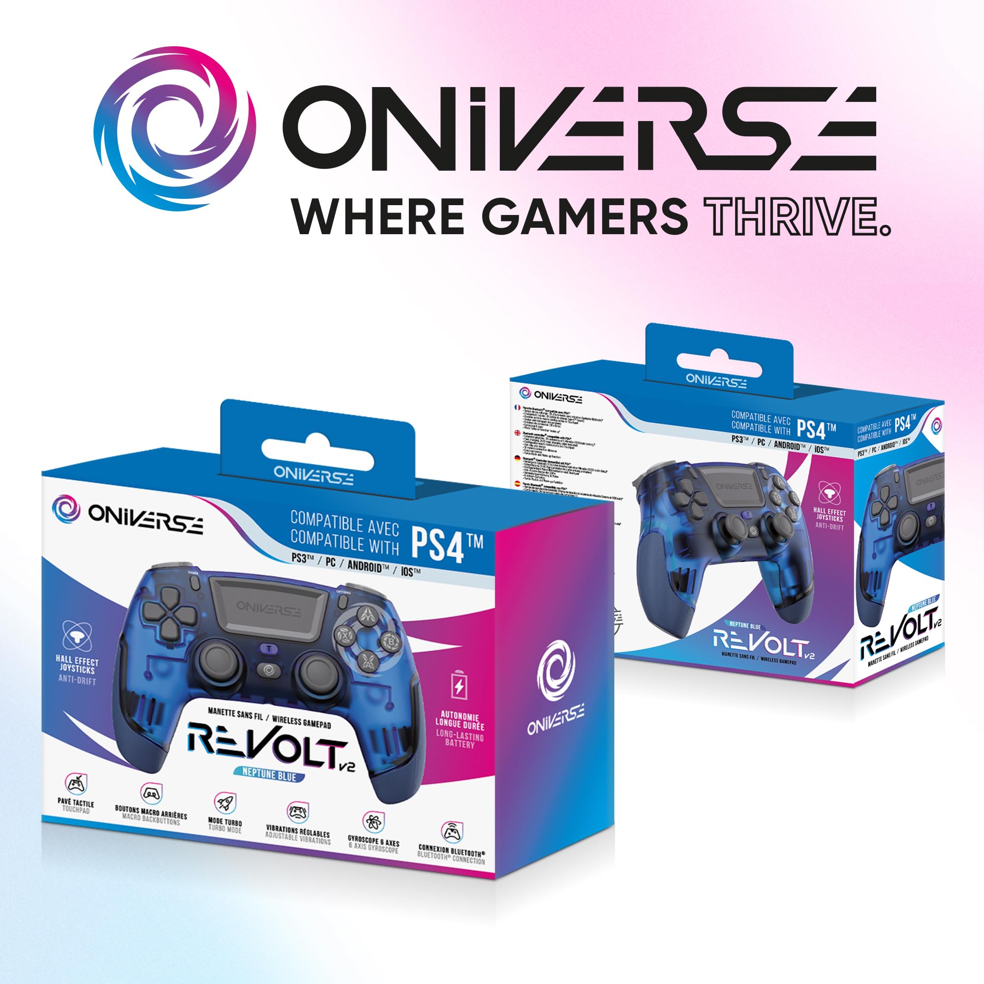 Oniverse Revolt controller wireless PS4 blu Hall Effect