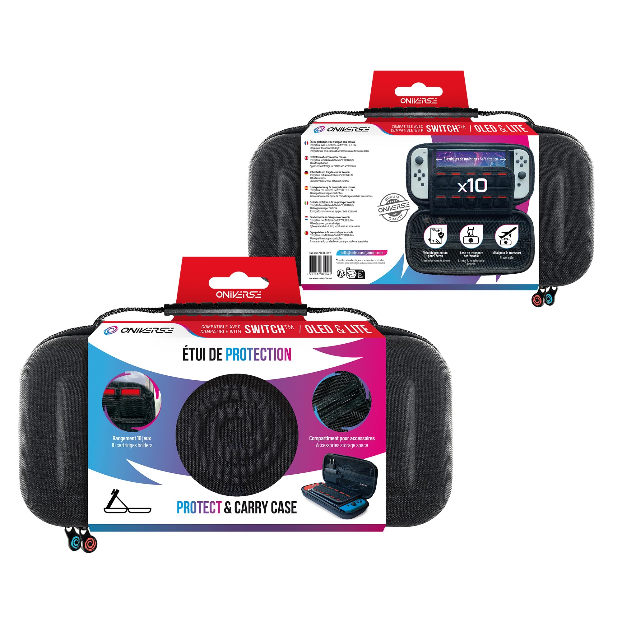 Oniverse custodia Switch/OLED/Lite grigia rigida antishock