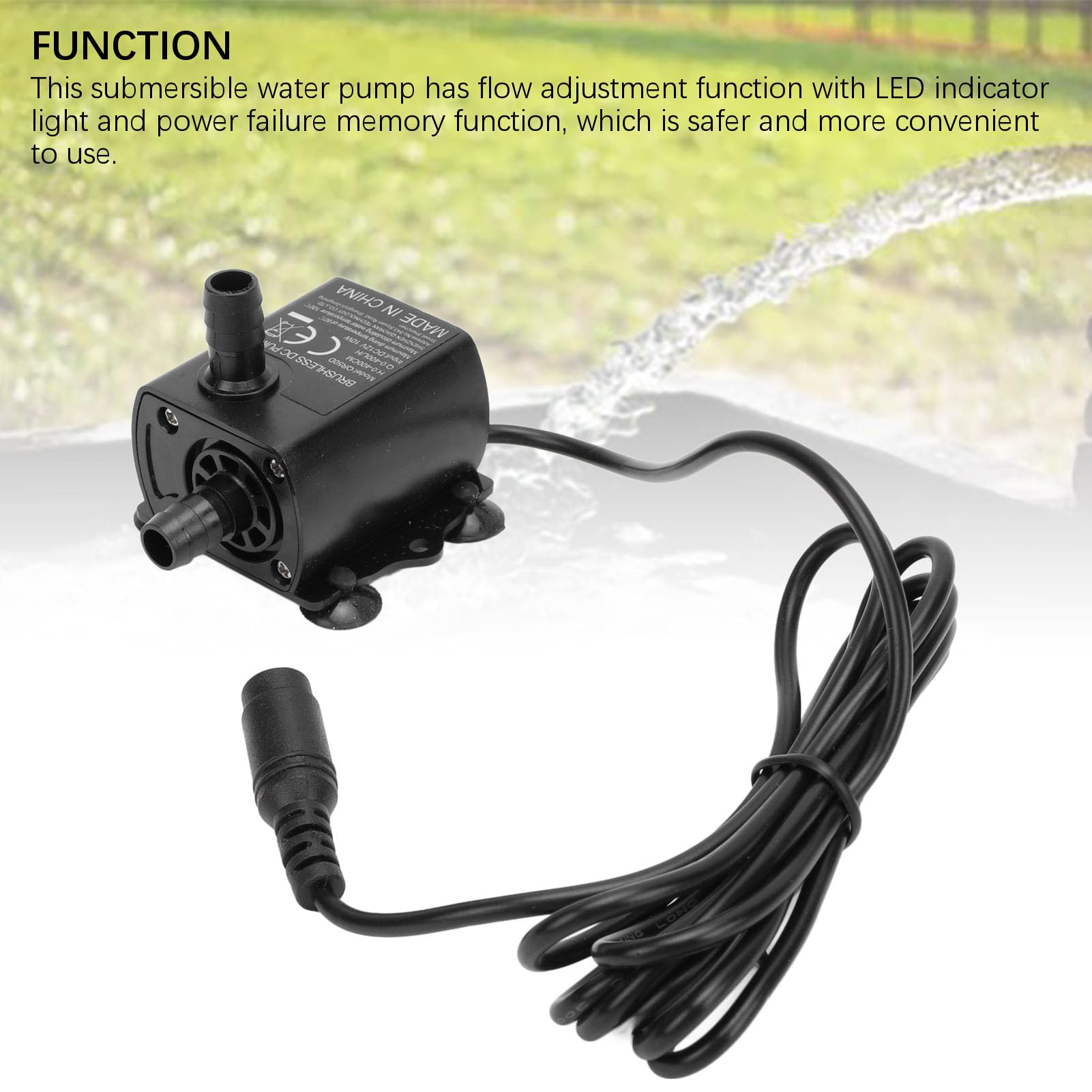 GOWENIC Pompa Sommergibile 12V 10W 400 L/h IP68 con Ventose