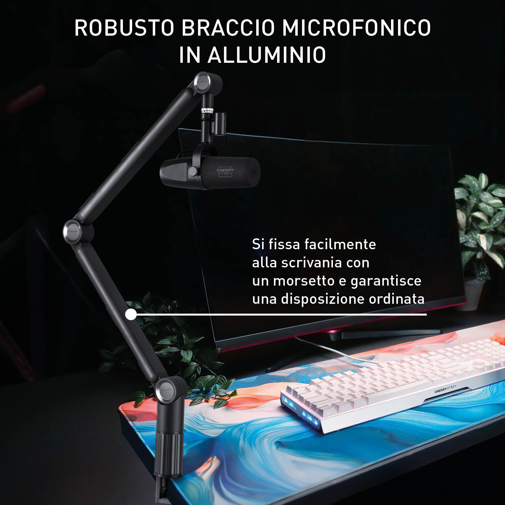 CHERRY XTRFY Ngale Boom Arm Asta Microfono Nero Alluminio