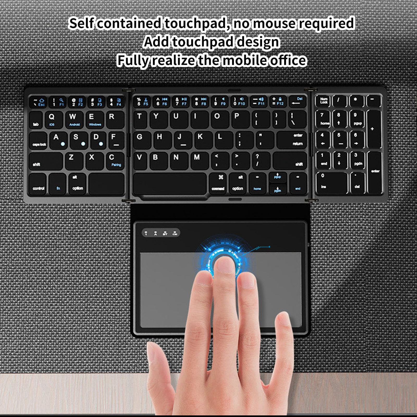 GOWENIC Tastiera Bluetooth Pieghevole Touchpad 10 m