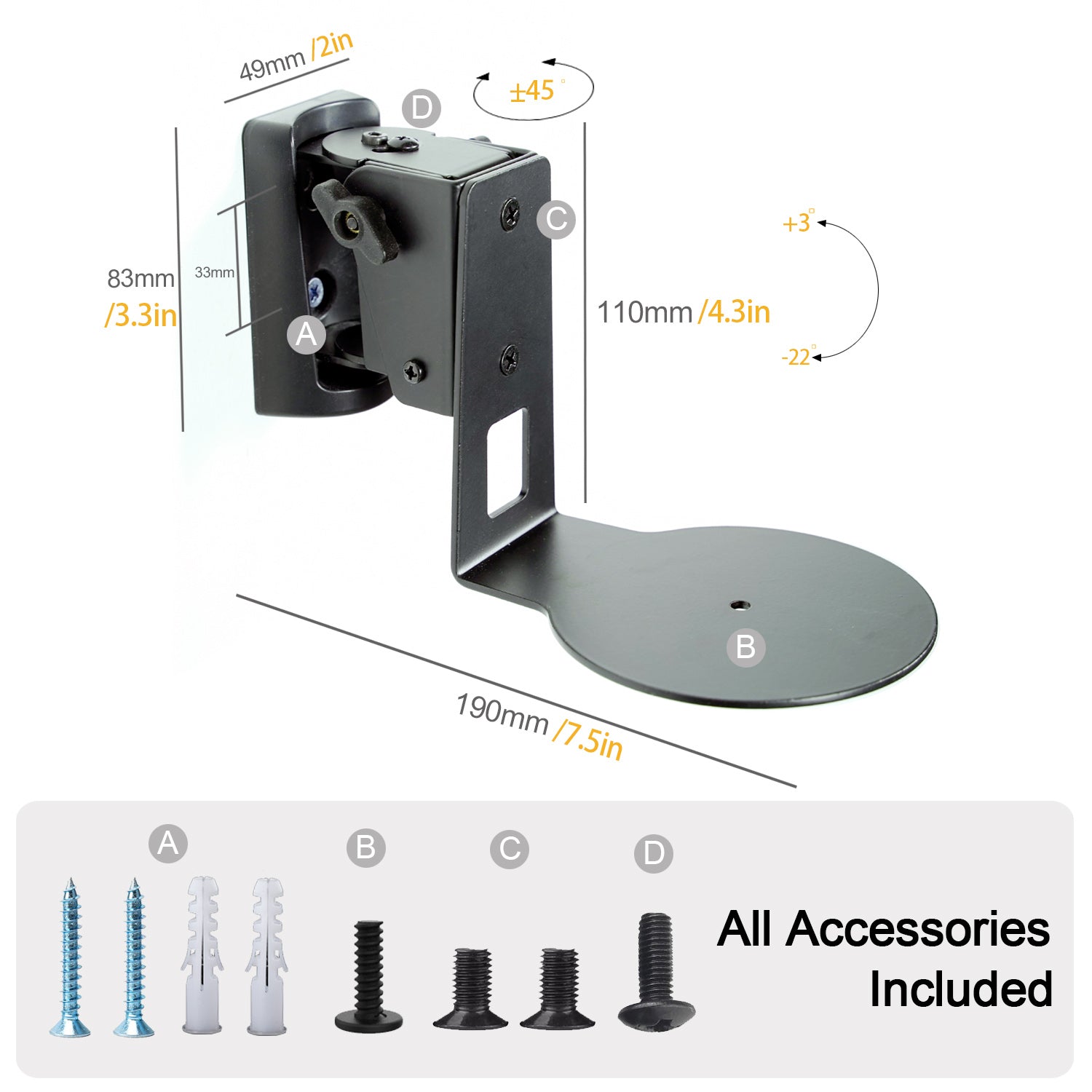 Monzlteck Sonos Mount staffa Era 100 orientabile acciaio