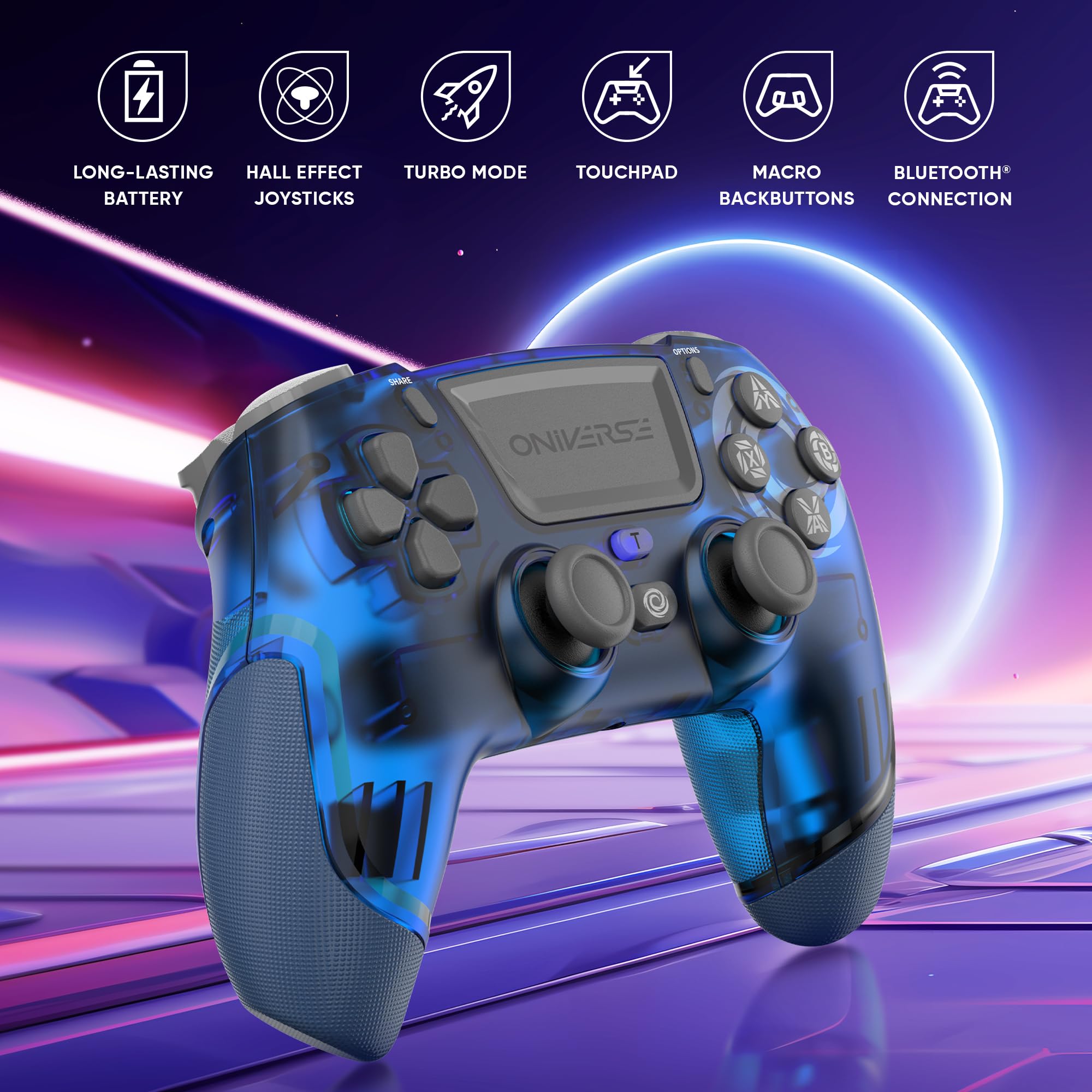 Oniverse Revolt controller wireless PS4 blu Hall Effect