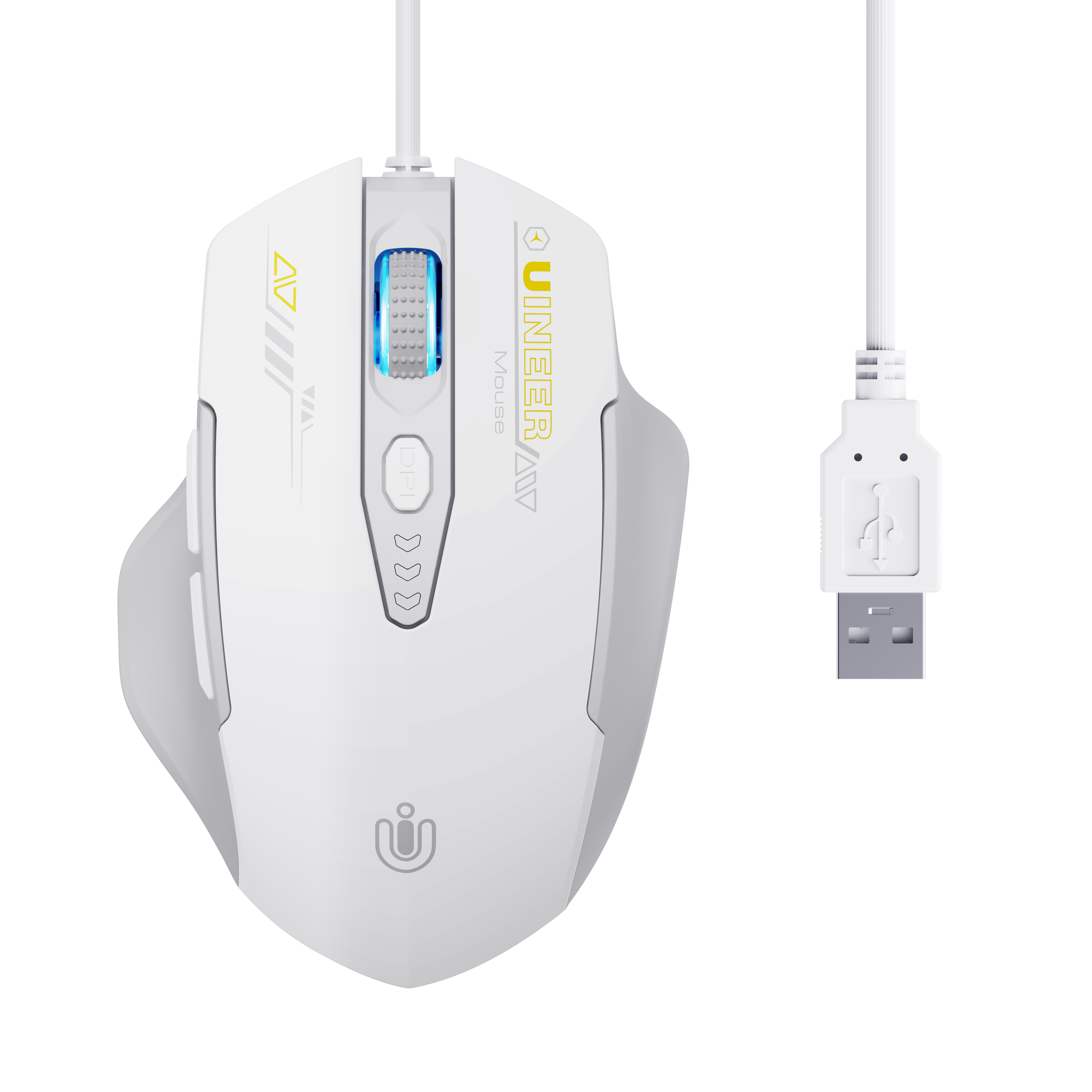 Uineer Wired Mouse USB 7200DPI Bianco 6 Tasti