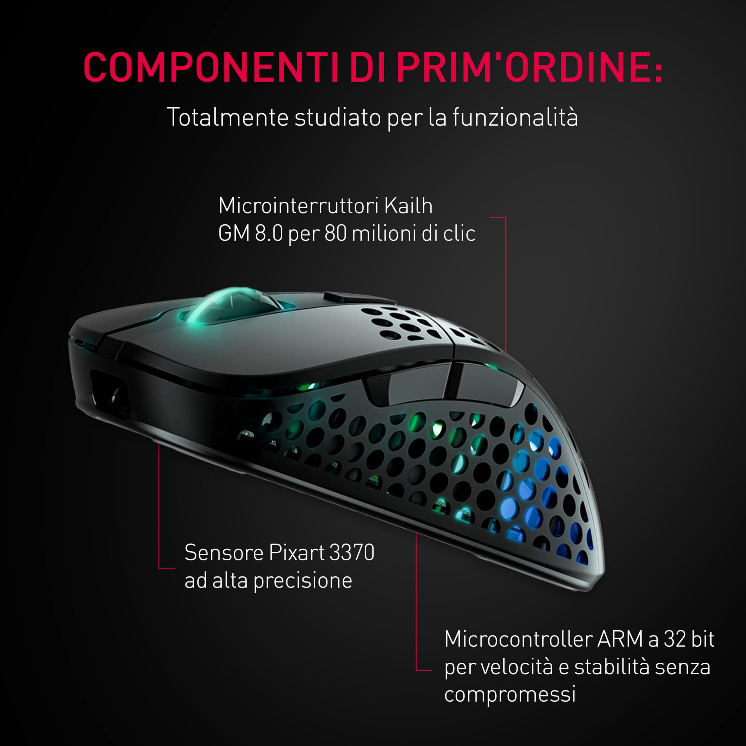 Xtrfy M4 Wireless Mouse Gaming Nero Ultraleggero RGB 2.4GHz