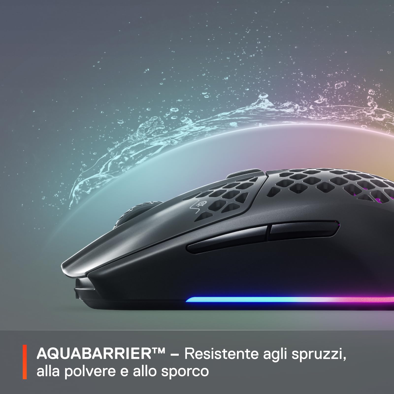 SteelSeries Aerox 3 Wireless Mouse Gaming 68g Onyx Nero