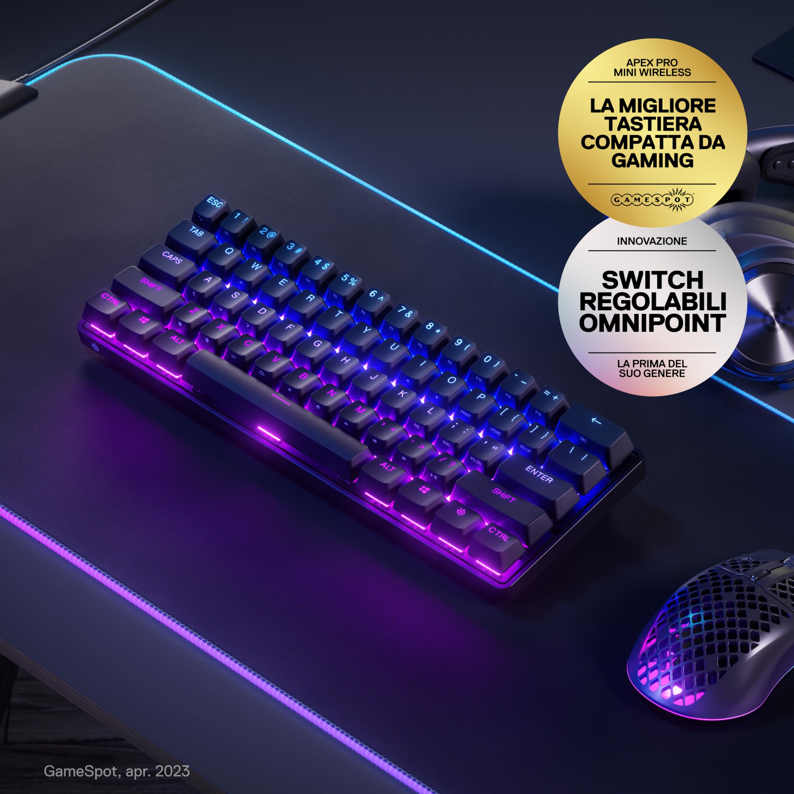 SteelSeries Apex Pro Mini Tastiera Gaming 60% QWERTY US