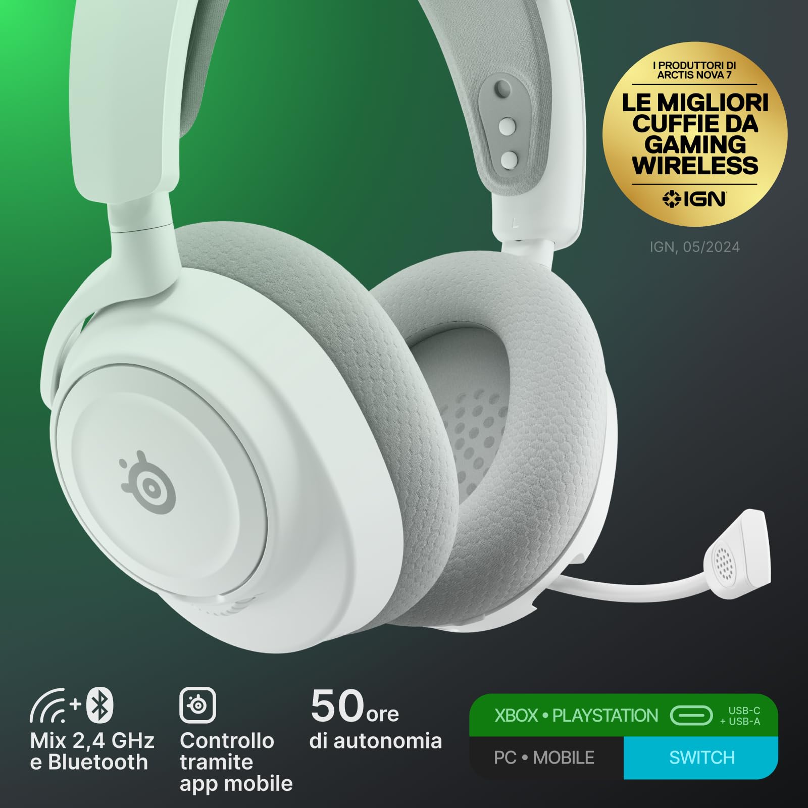 SteelSeries Arctis Nova 7X Gen 2 Cuffie Gaming Bianche Xbox