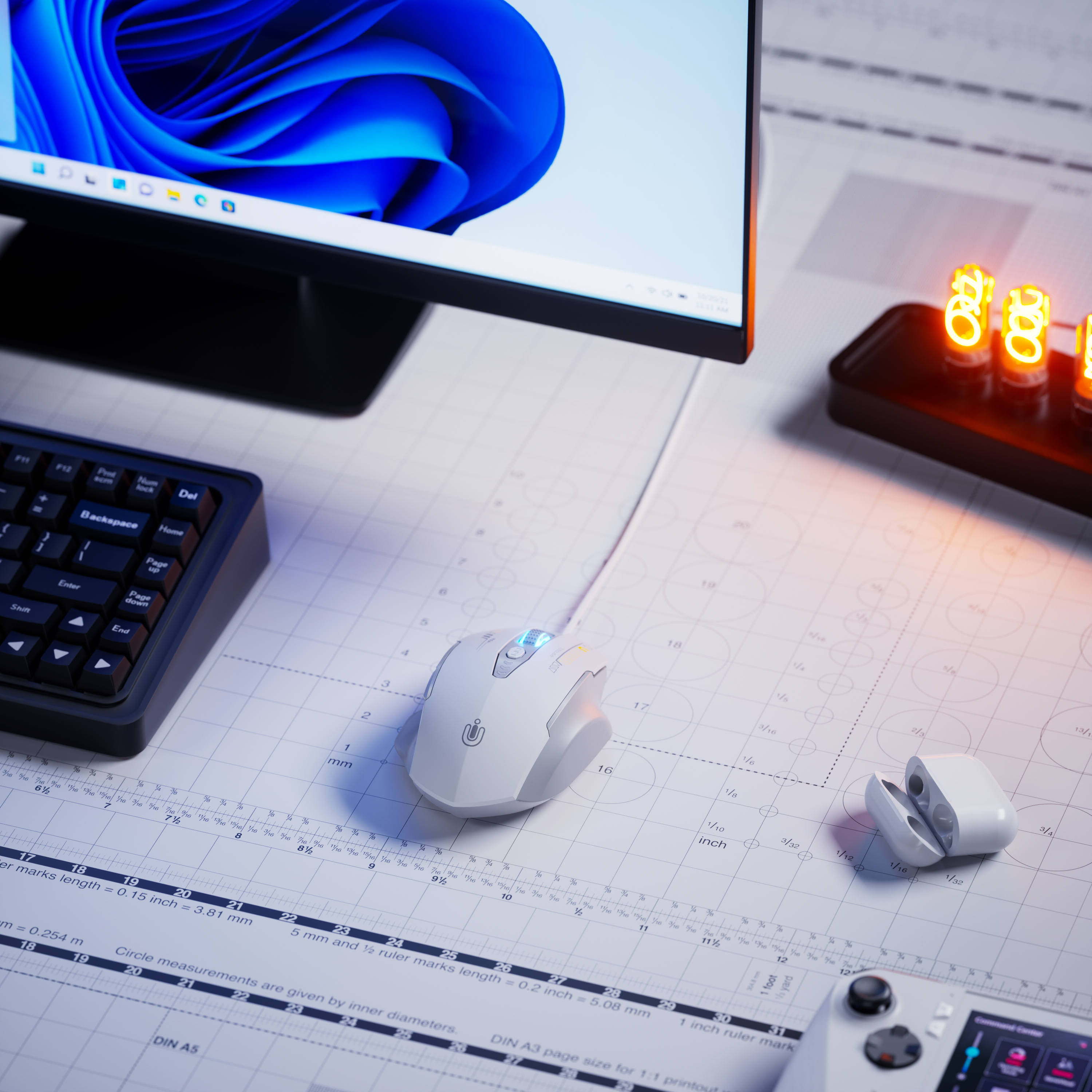 Uineer Wired Mouse USB 7200DPI Bianco 6 Tasti