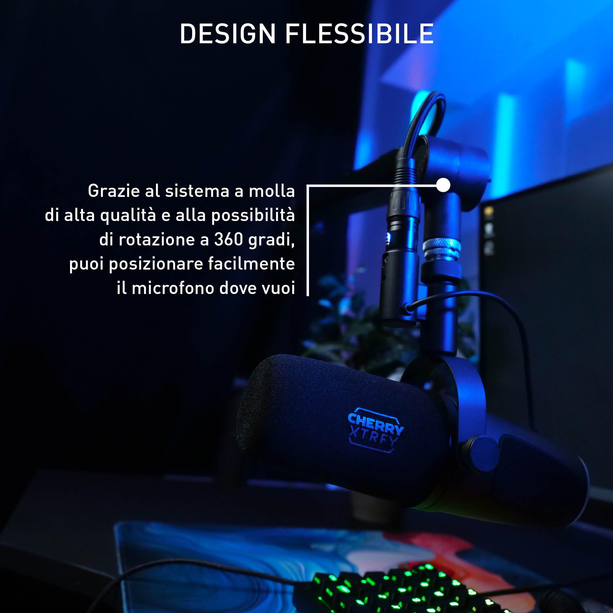 CHERRY XTRFY Ngale Boom Arm Asta Microfono Nero Alluminio