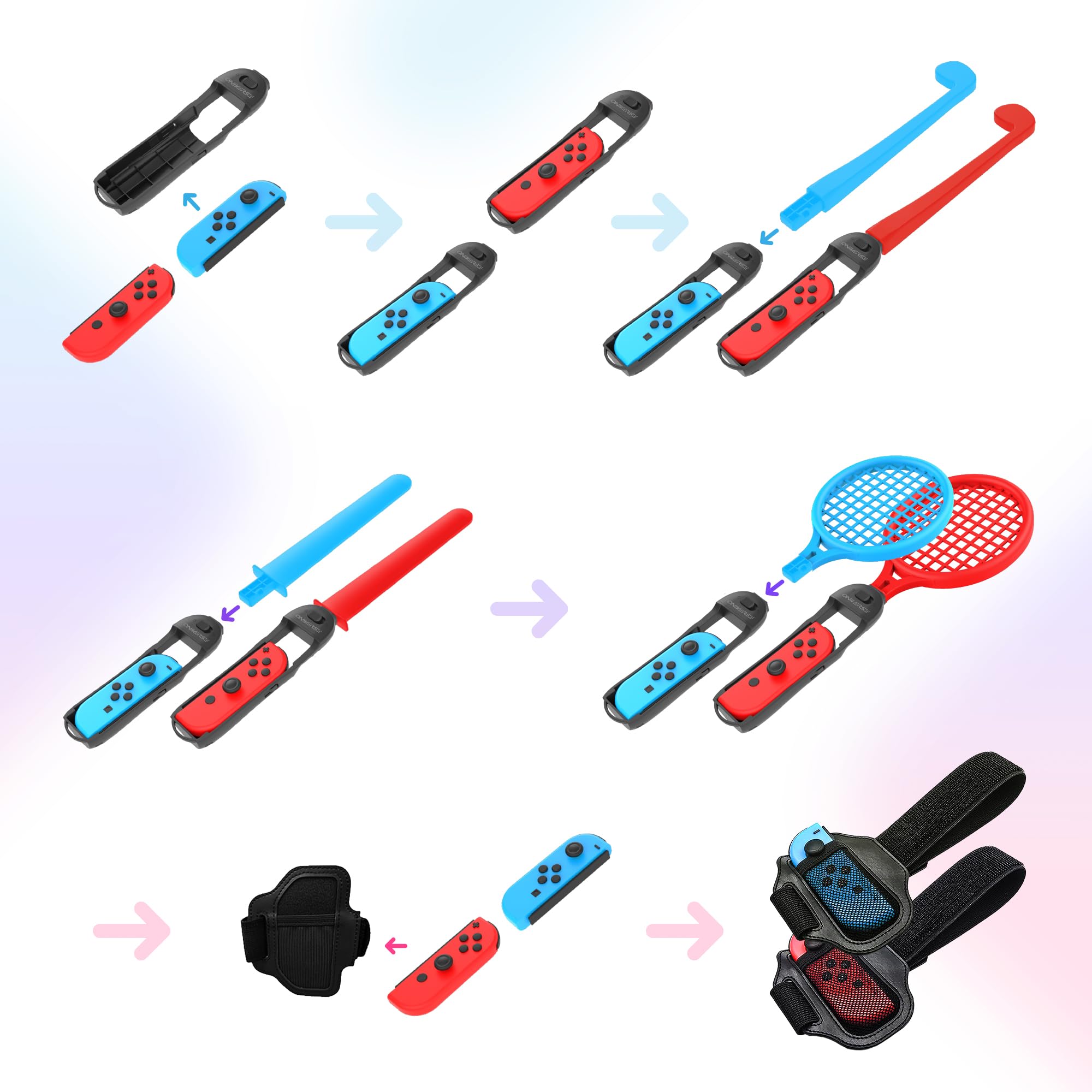 Oniverse Kit 12 in 1 Accessori Switch Sports Joy-Con
