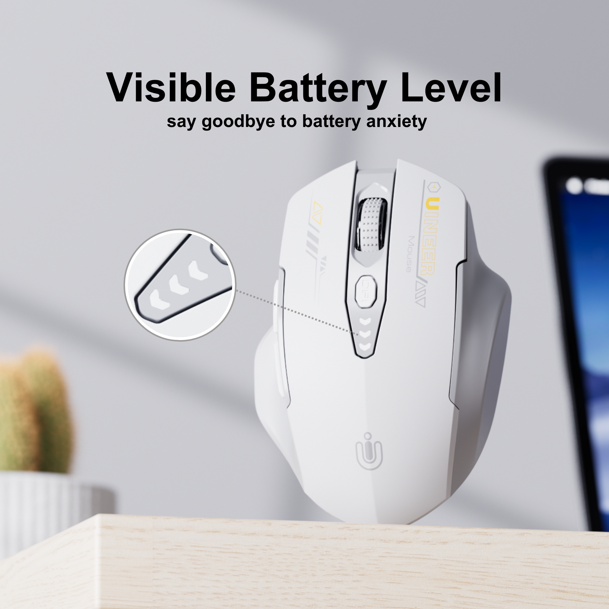 Uineer 2.4G Mouse Wireless Ricaricabile Nero 2400 DPI