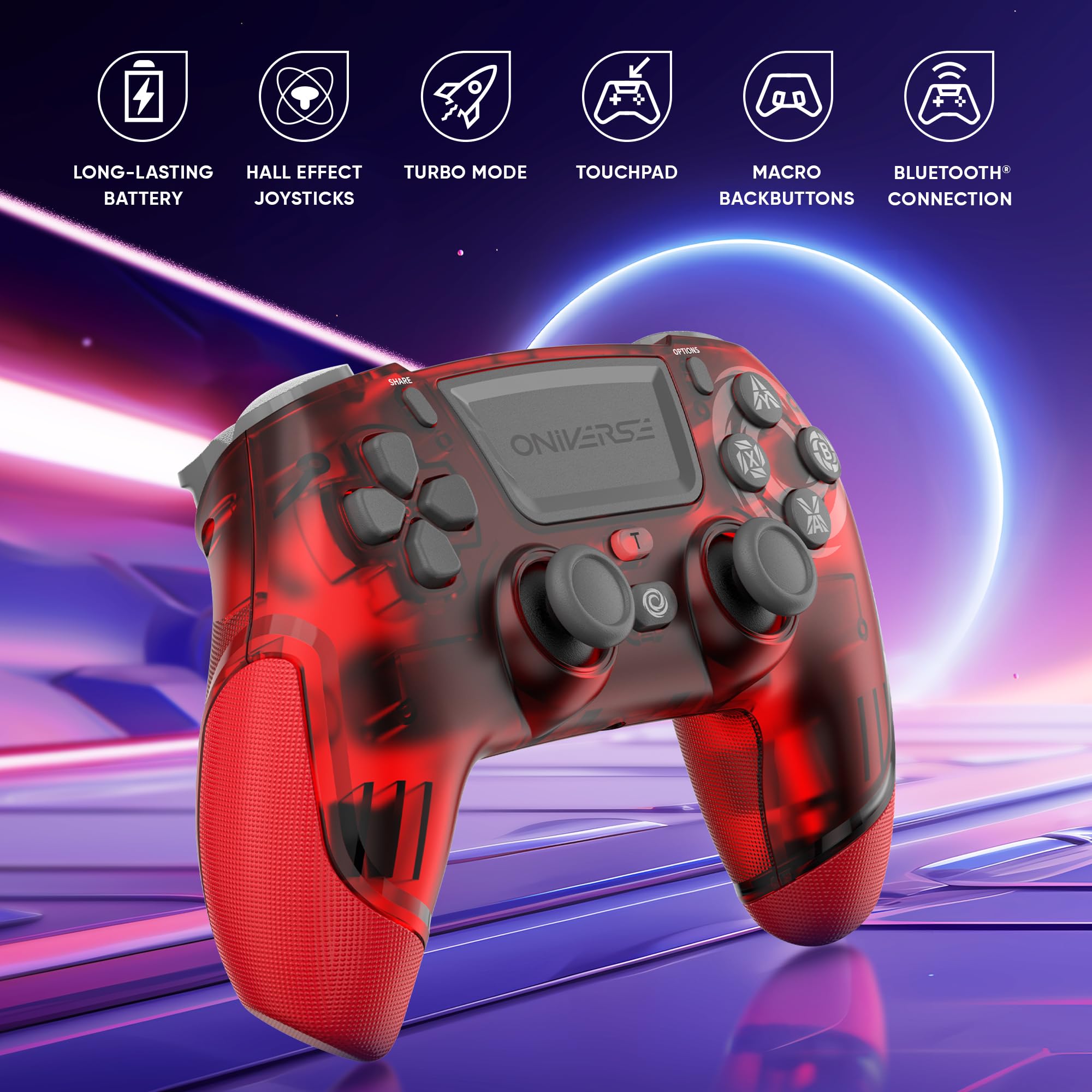 Oniverse Revolt Mars Red controller wireless PS4 Hall Effect