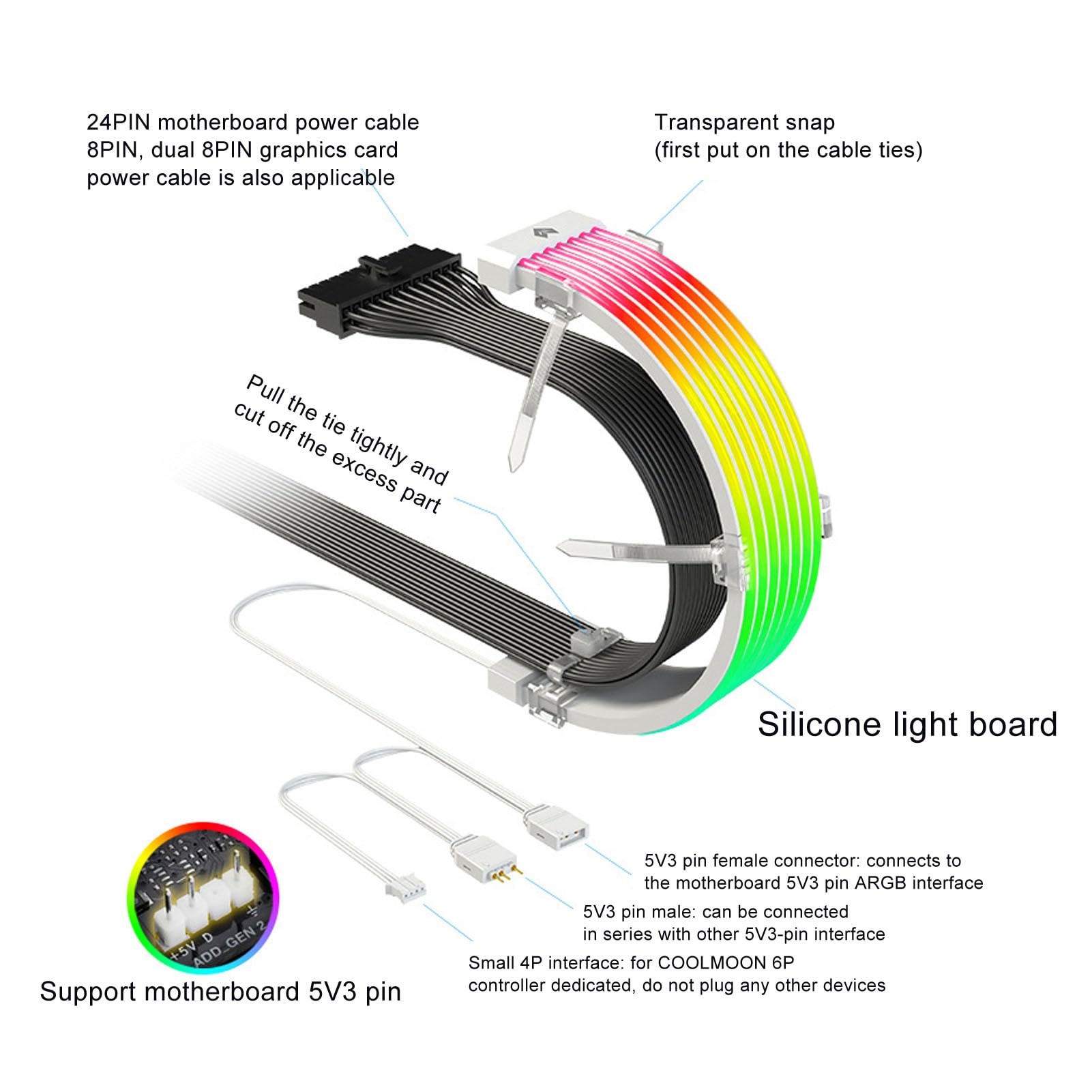 Gowenic Coolmoon AL300 cavo RGB alimentazione PC ARGB