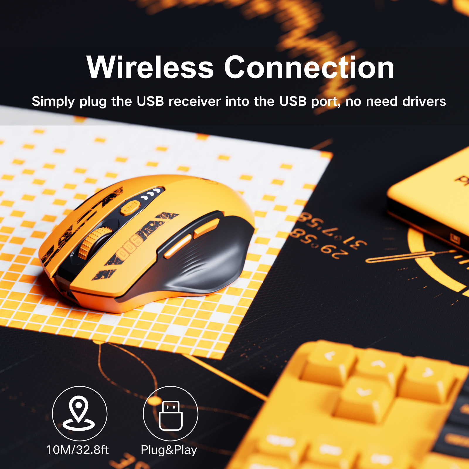 Uineer 2.4G Mouse Wireless Ricaricabile 4000 DPI