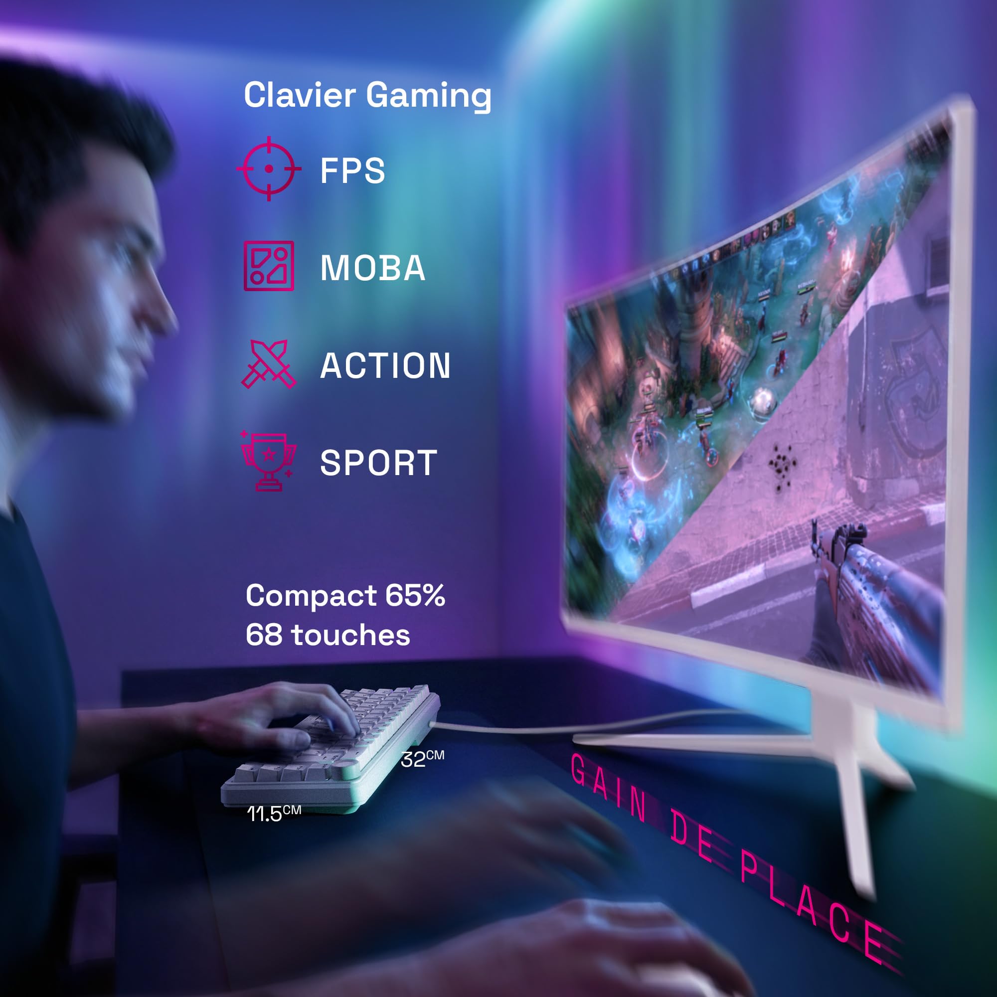 Oniverse Maegnus tastiera gaming magnetica 65% AZERTY bianca 8000Hz
