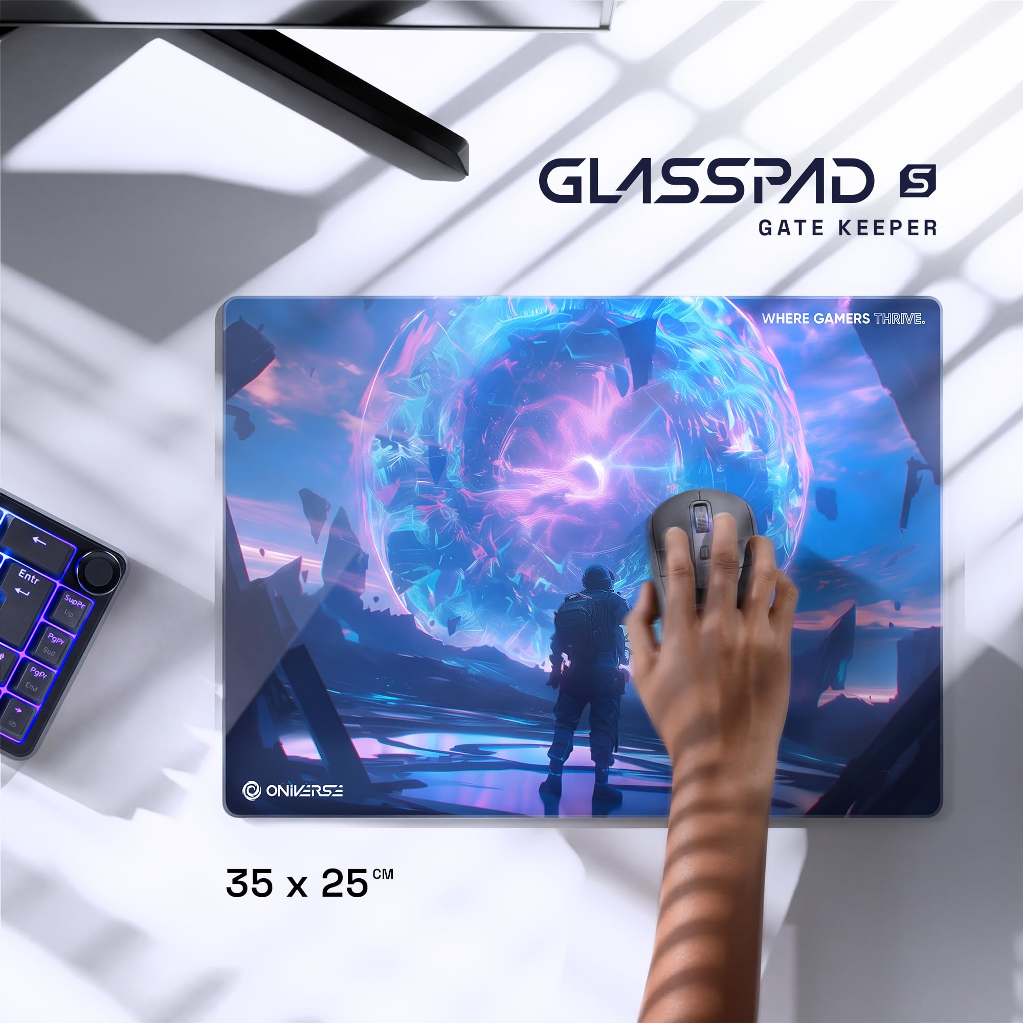 Oniverse Gatekeeper mousepad vetro 35x25 antiscivolo