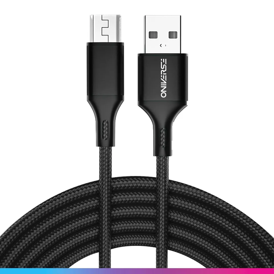 Oniverse Cavo Micro USB Intrecciato Nero 3 Metri 2.4A