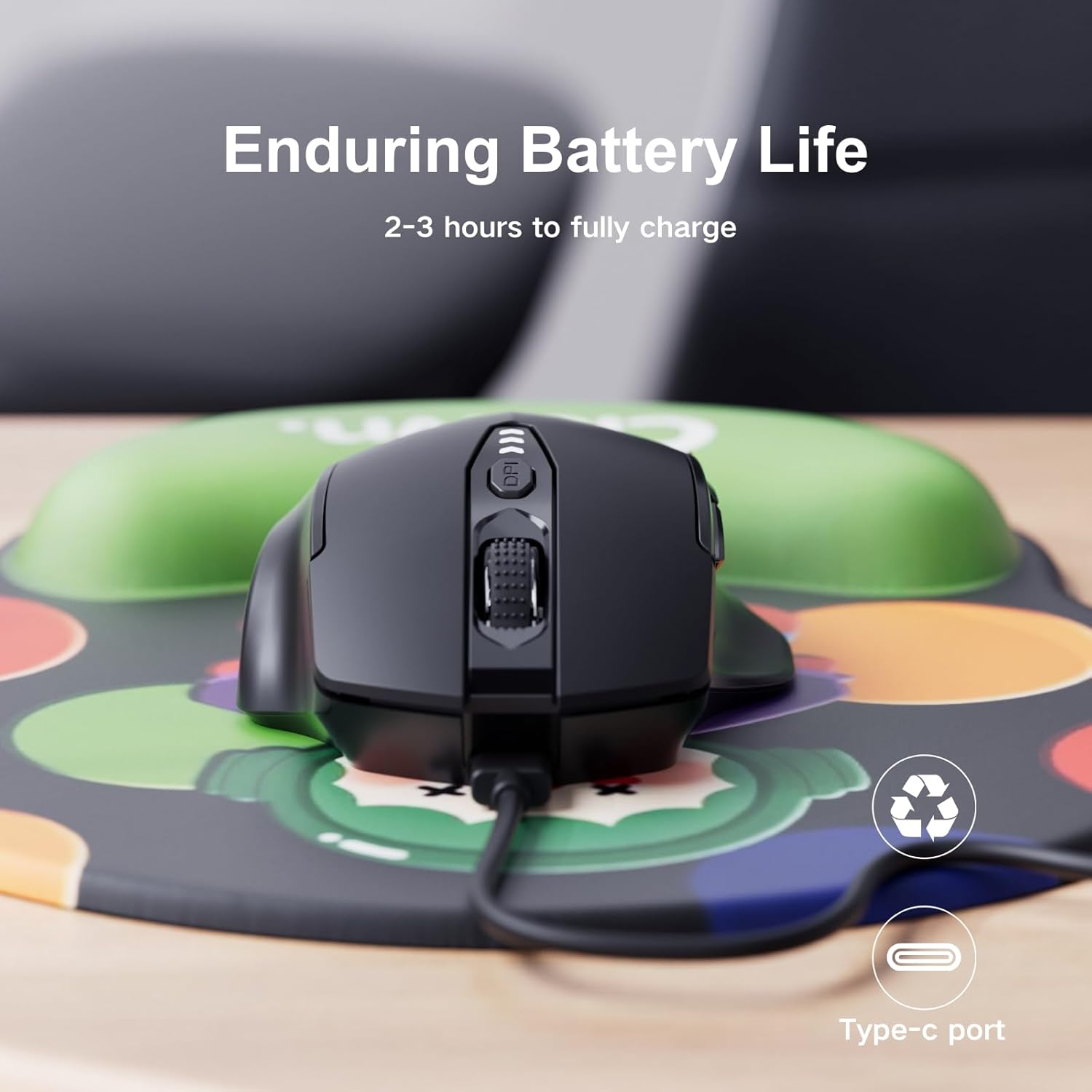 Uineer 2.4G Mouse Wireless Nero Opaco 2400 DPI USB