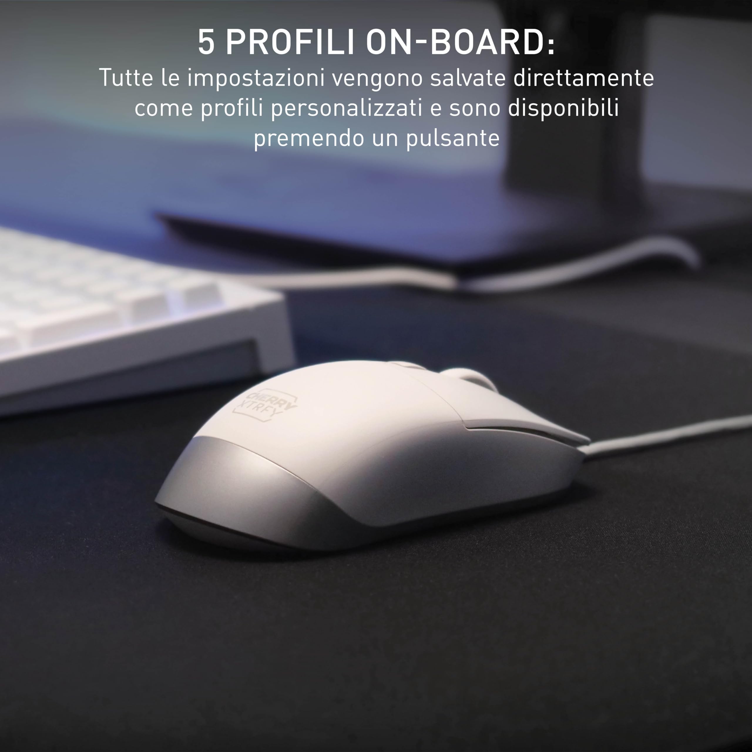 Cherry Xtrfy M50 Mouse Gaming Cablato Bianco 69 g
