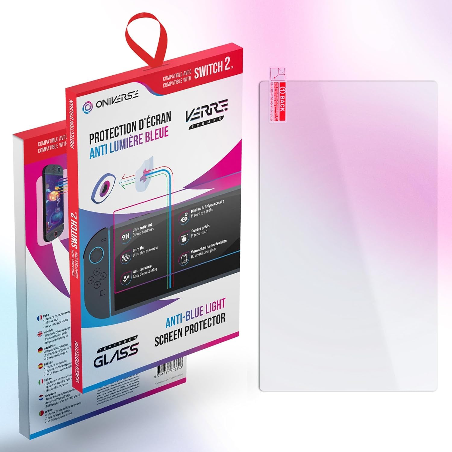 Oniverse Accessories vetro temperato Switch 2 9H anti luce blu