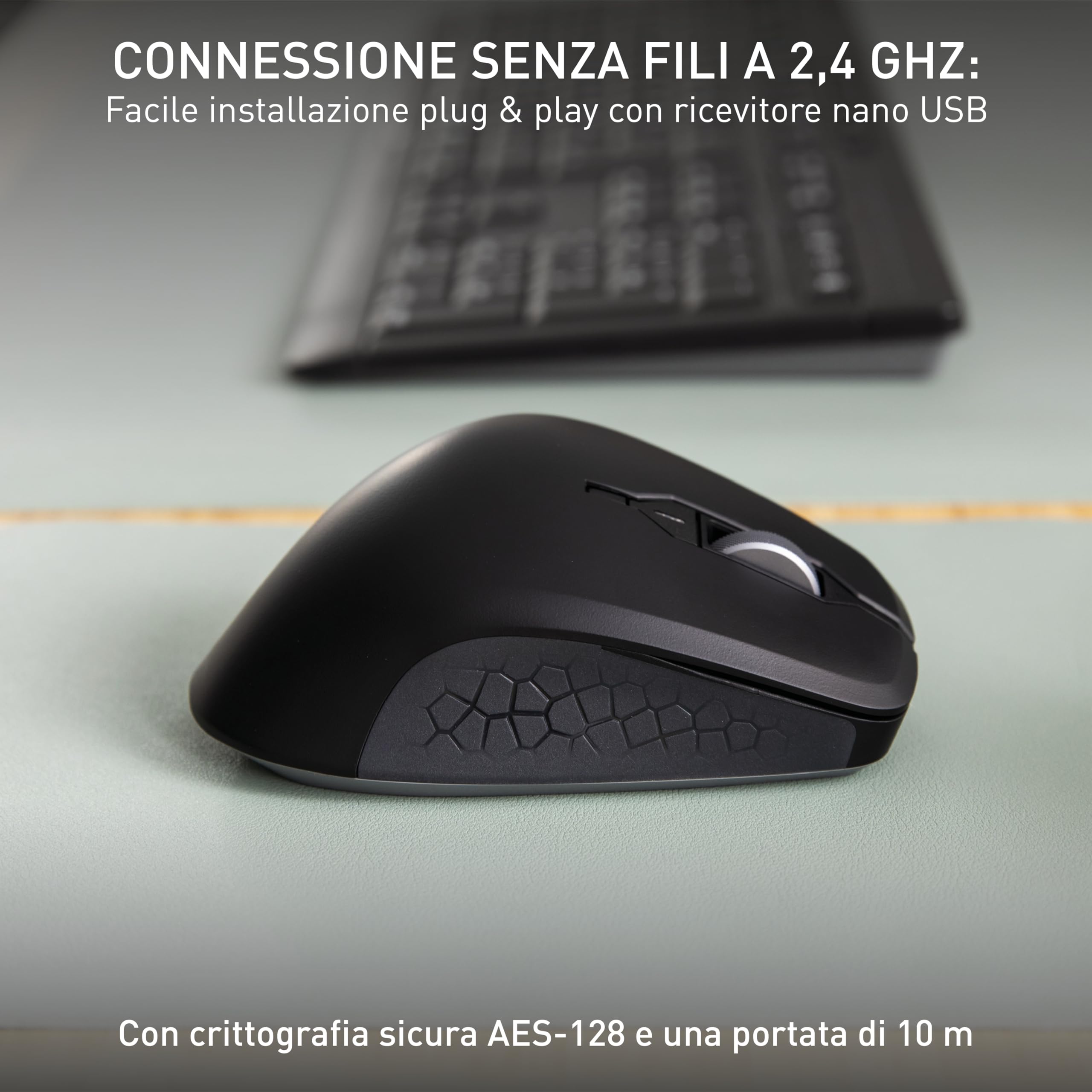 CHERRY Stream Mouse Comfort Mouse Wireless Ergonomico Nero