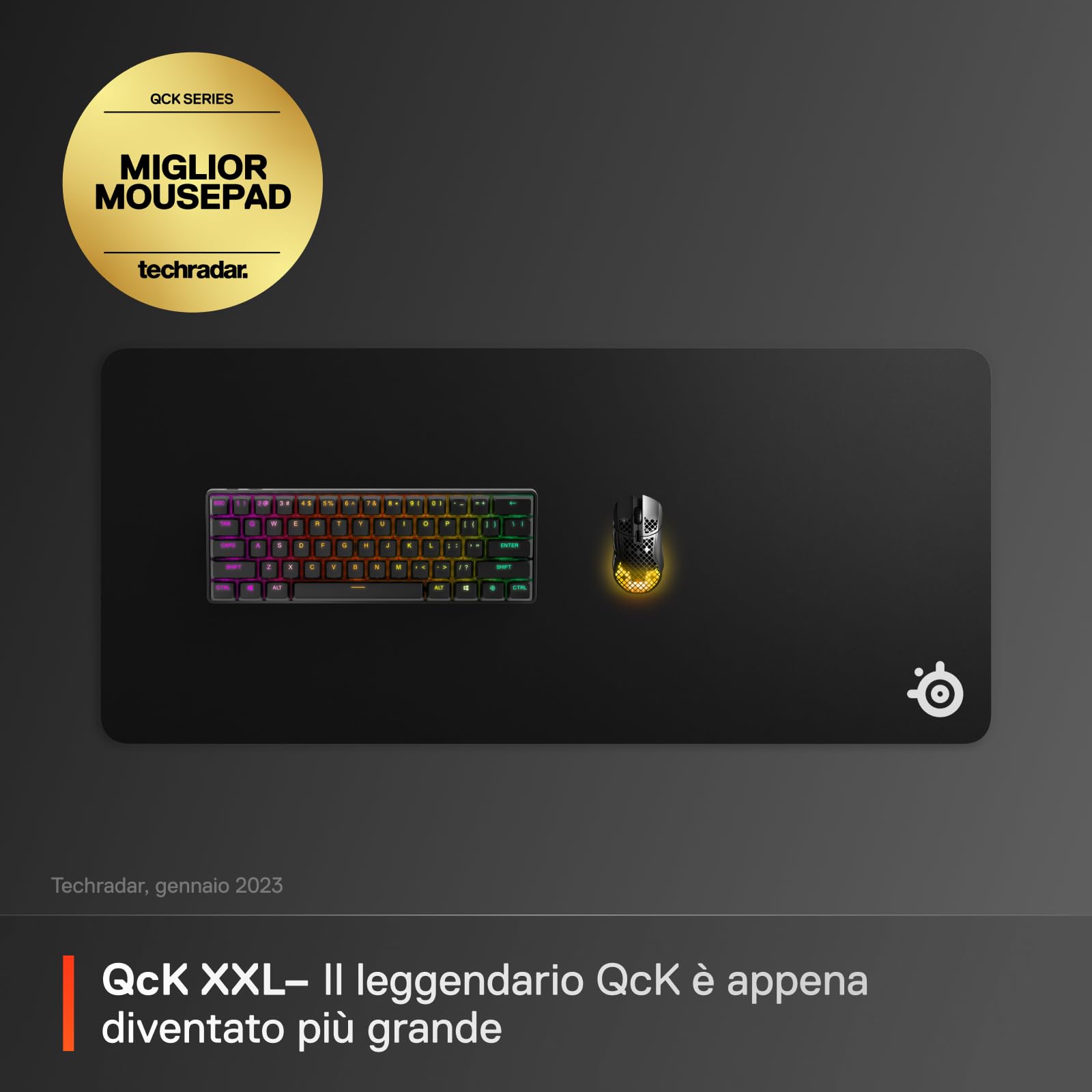 SteelSeries QcK XXL tappetino mouse gaming nero panno