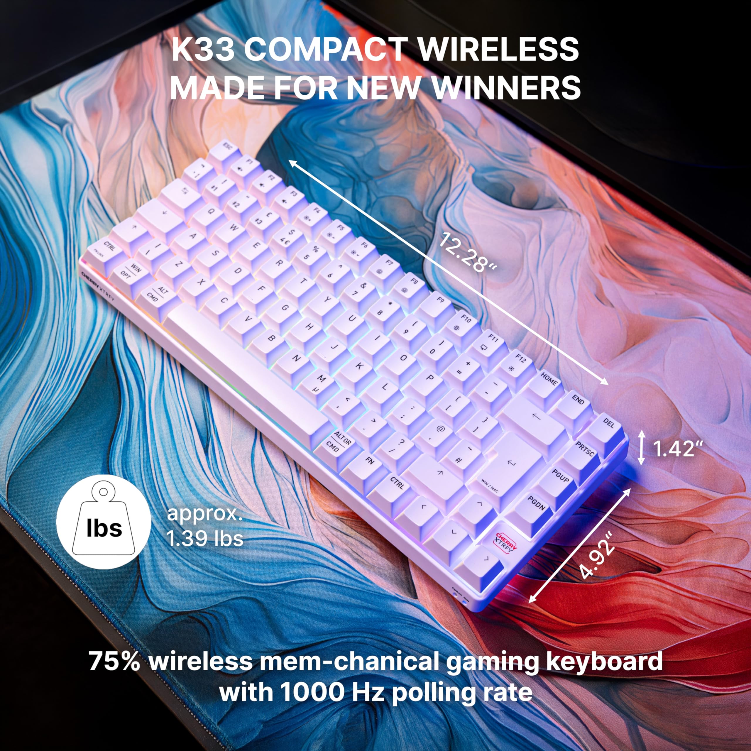 Xtrfy K33 Compact Wireless tastiera gaming bianca RGB 75%