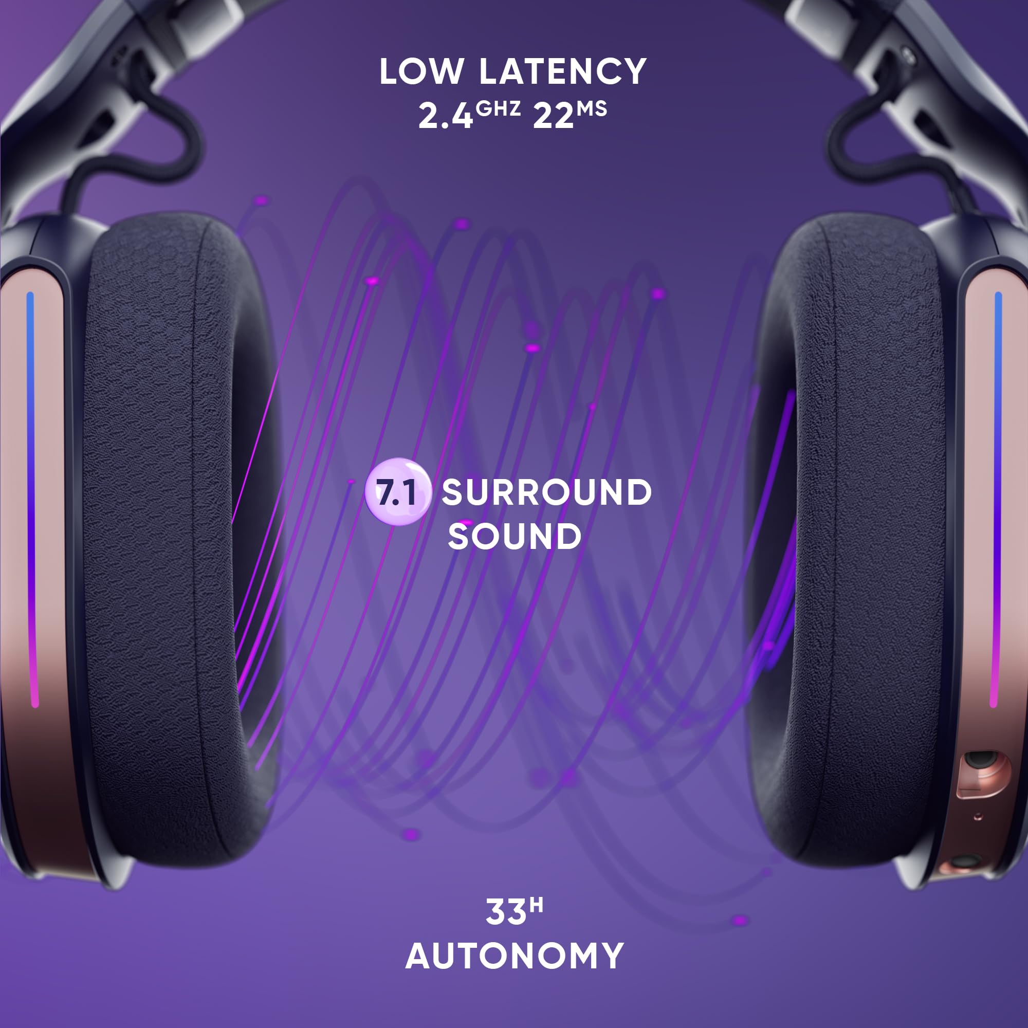 Oniverse Polaris cuffie gaming wireless 7.1 LED 33h