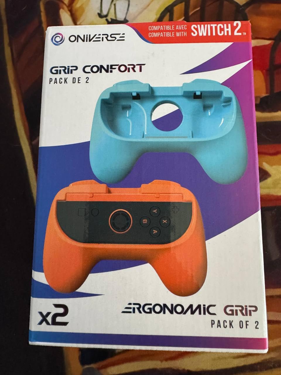 Oniverse Impugnature Joy-Con Switch 2 Grip Arancione Blu 2pz