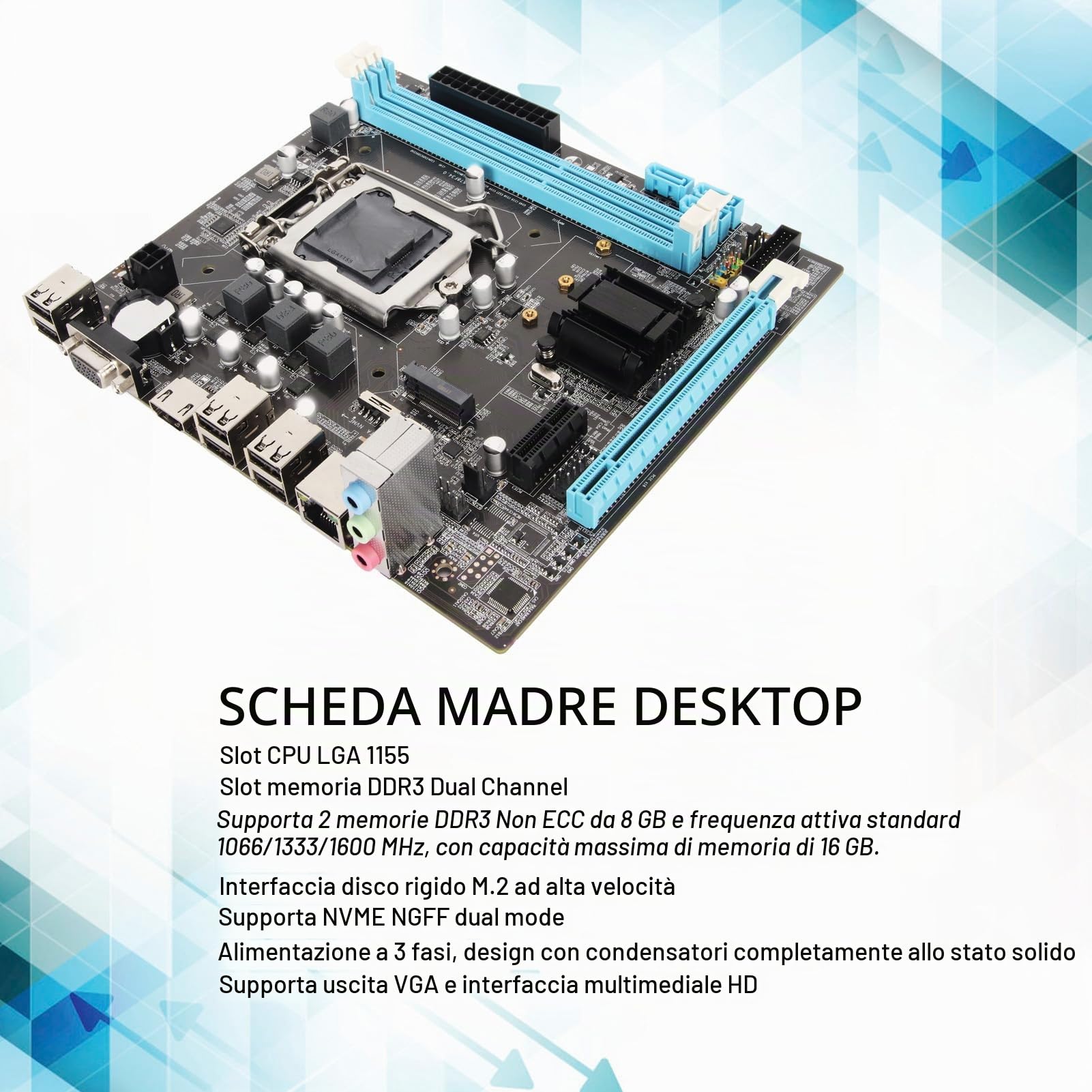 GOWENIC H61 LGA 1155 Scheda Madre ATX DDR3 HDMI VGA