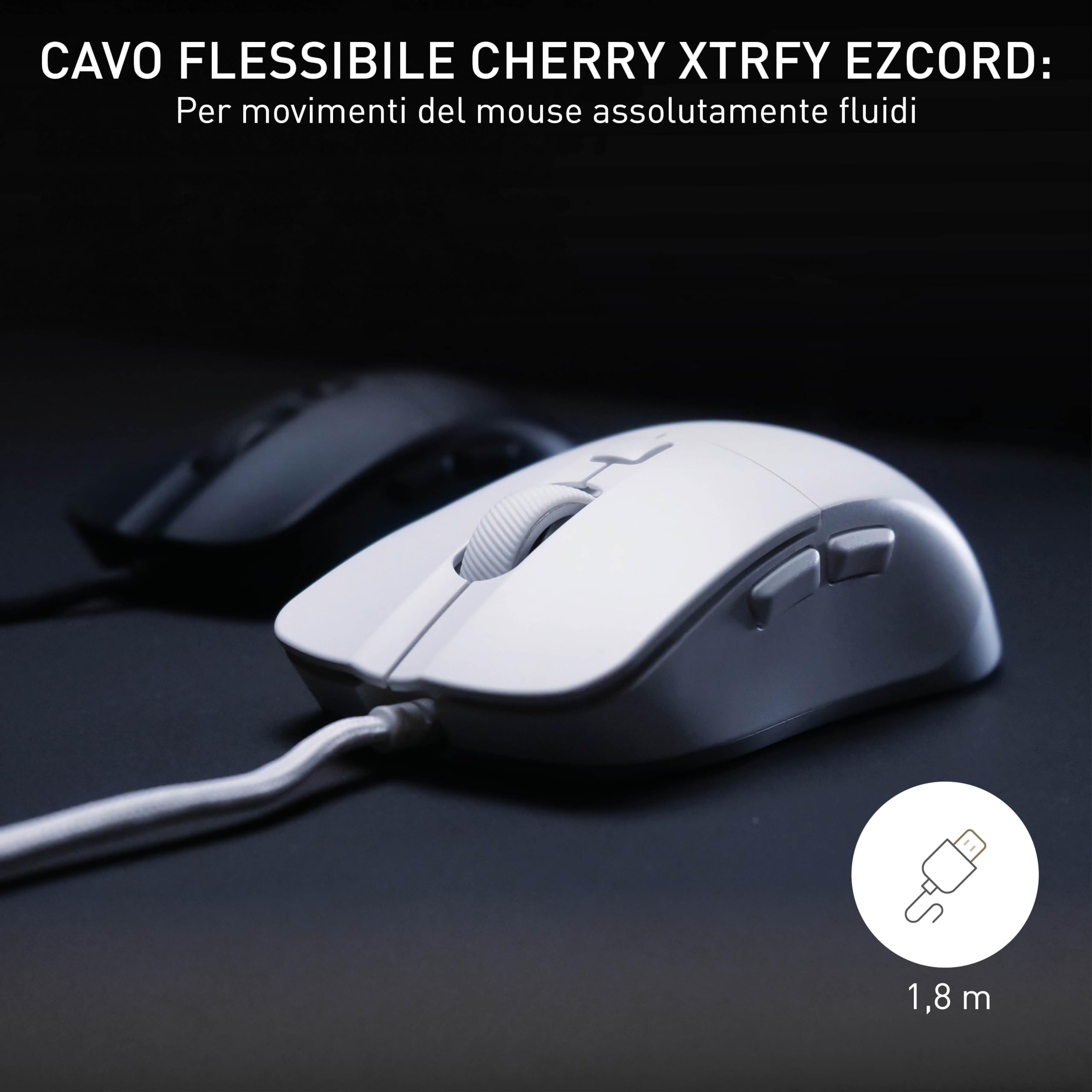 Cherry Xtrfy M50 Mouse Gaming Cablato Bianco 69 g