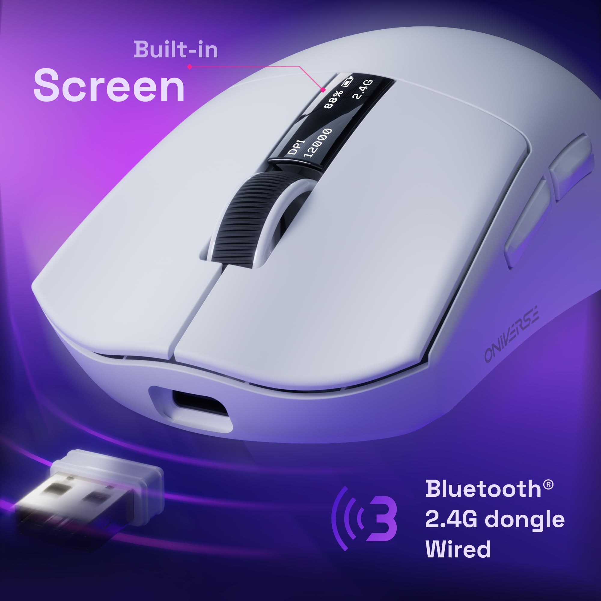 Oniverse Vanguard mouse gaming wireless 12000 DPI dock