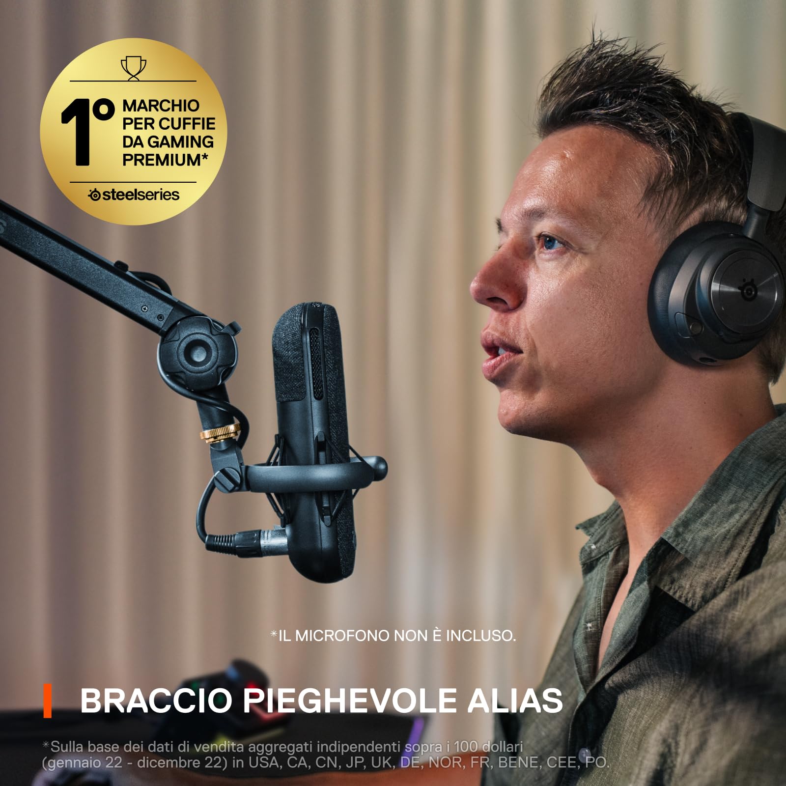 SteelSeries Alias braccio microfono pieghevole 360° morsetto