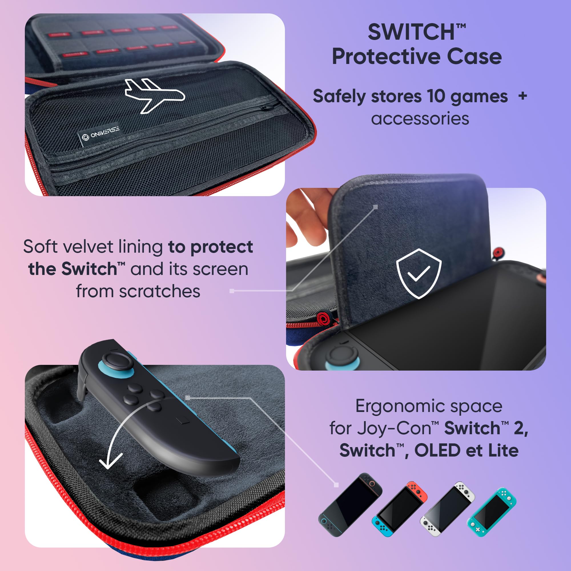 Oniverse custodia rigida Switch 2 OLED Switch blu maniglia