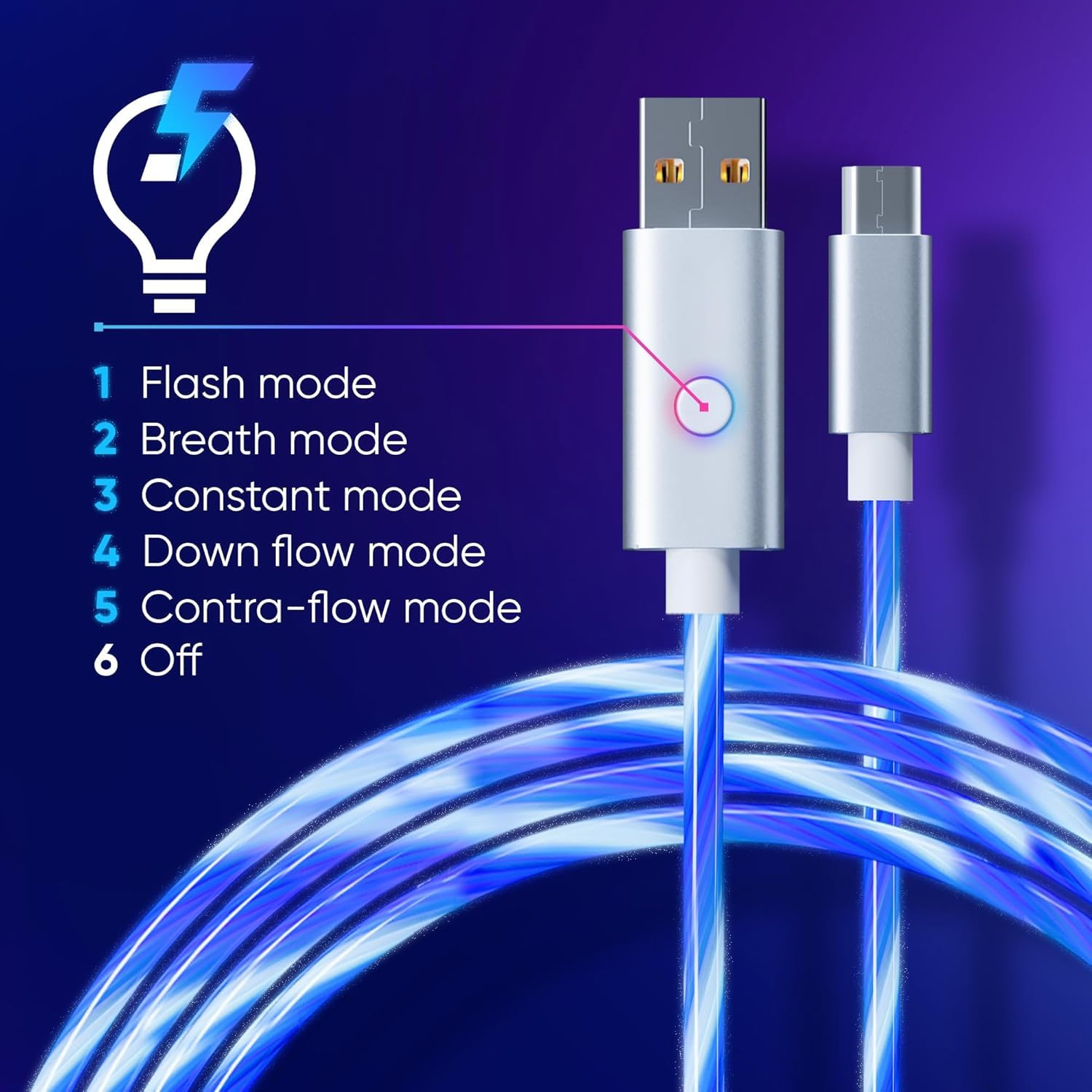 Oniverse Accessories cavo micro USB 2 metri LED ricarica rapida
